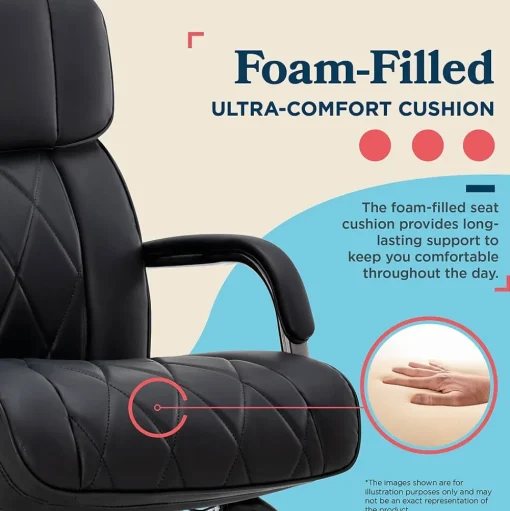 La-Z-Boy Office Chairs<Symphony Ergonomic Bonded Leather Swivel Executive Chair, Black and Graphite (CCHR10013E)