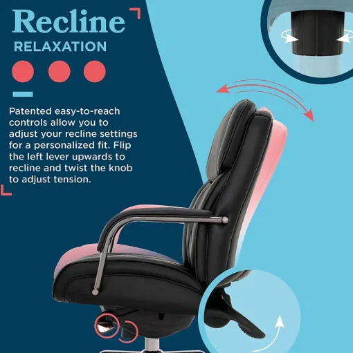 La-Z-Boy Office Chairs<Symphony Ergonomic Bonded Leather Swivel Executive Chair, Black and Graphite (CCHR10013E)