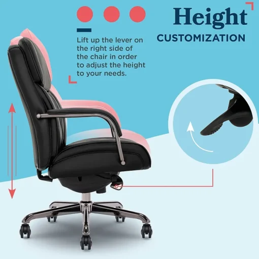 La-Z-Boy Office Chairs<Symphony Ergonomic Bonded Leather Swivel Executive Chair, Black and Graphite (CCHR10013E)