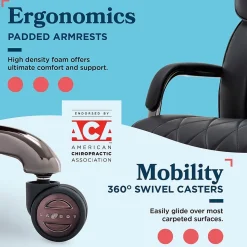 La-Z-Boy Office Chairs<Symphony Ergonomic Bonded Leather Swivel Executive Chair, Black and Graphite (CCHR10013E)