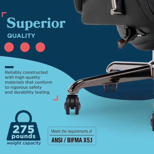 La-Z-Boy Office Chairs<Symphony Ergonomic Bonded Leather Swivel Executive Chair, Black and Graphite (CCHR10013E)