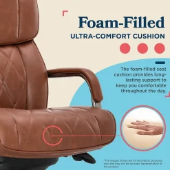 La-Z-Boy Office Chairs<Symphony Ergonomic Bonded Leather Swivel Executive Chair, Cognac and Graphite (CCHR10013C)