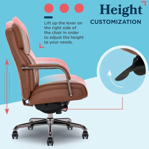 La-Z-Boy Office Chairs<Symphony Ergonomic Bonded Leather Swivel Executive Chair, Cognac and Graphite (CCHR10013C)