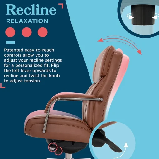 La-Z-Boy Office Chairs<Symphony Ergonomic Bonded Leather Swivel Executive Chair, Cognac and Graphite (CCHR10013C)