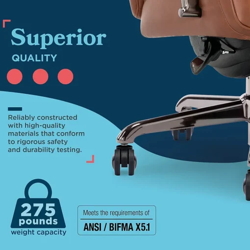 La-Z-Boy Office Chairs<Symphony Ergonomic Bonded Leather Swivel Executive Chair, Cognac and Graphite (CCHR10013C)