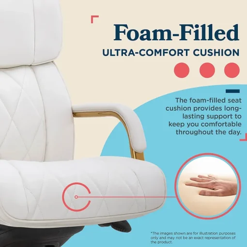 La-Z-Boy Office Chairs<Symphony Ergonomic Bonded Leather Swivel Executive Chair, White and Gold (CCHR10013A)