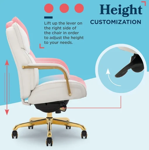La-Z-Boy Office Chairs<Symphony Ergonomic Bonded Leather Swivel Executive Chair, White and Gold (CCHR10013A)