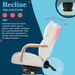 La-Z-Boy Office Chairs<Symphony Ergonomic Bonded Leather Swivel Executive Chair, White and Gold (CCHR10013A)
