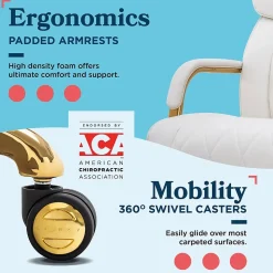 La-Z-Boy Office Chairs<Symphony Ergonomic Bonded Leather Swivel Executive Chair, White and Gold (CCHR10013A)