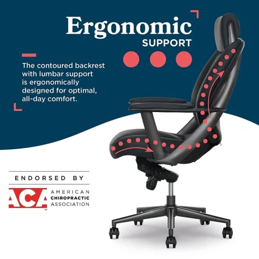 La-Z-Boy Office Chairs<Vannes Ergonomic Faux Leather Swivel Executive Chair, Black (60101-BLK)