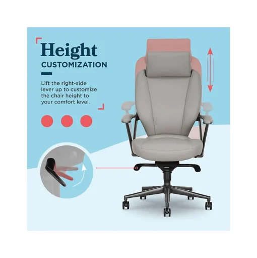 La-Z-Boy Office Chairs<Vannes Ergonomic Polyurethane Swivel Executive Chair, Gray (60101-GRY)