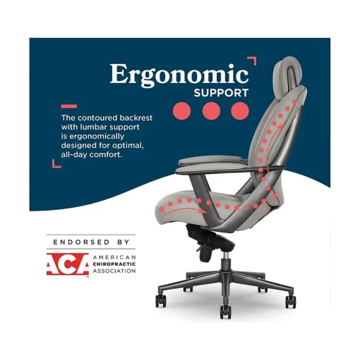 La-Z-Boy Office Chairs<Vannes Ergonomic Polyurethane Swivel Executive Chair, Gray (60101-GRY)