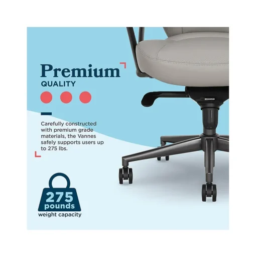 La-Z-Boy Office Chairs<Vannes Ergonomic Polyurethane Swivel Executive Chair, Gray (60101-GRY)