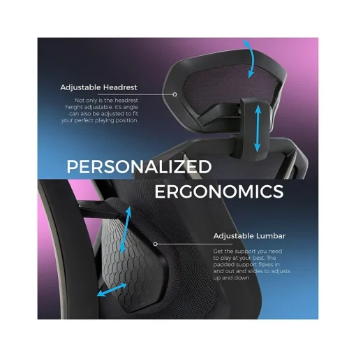 Lenovo Gaming Chairs<Legion Mesh Ergonomic Racing Gaming Chair, Dark Gray (52014DGRY)