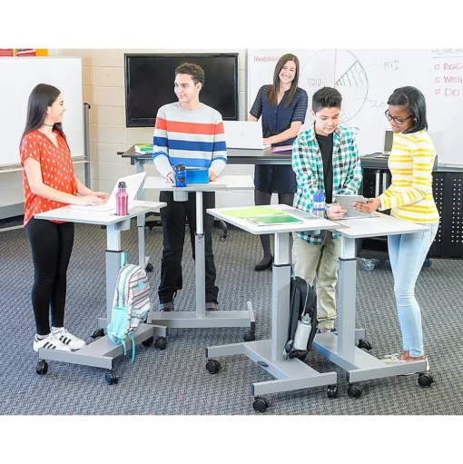 Luxor Standing Desks<Adjustable Gray Steel Student Desk 29"-43.5"H (STUDENT-P)