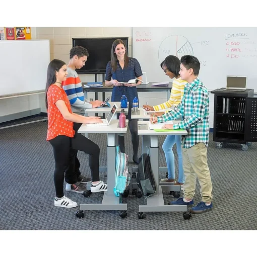 Luxor Standing Desks<Adjustable Gray Steel Student Desk 29"-43.5"H (STUDENT-P)