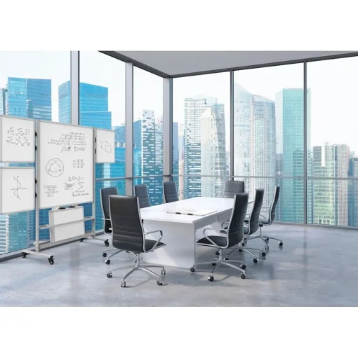 Luxor Dry Erase<Collaboration Station Mobile Whiteboard, Aluminum (COLLAB-STATION)