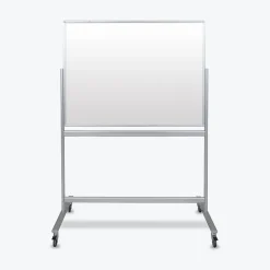 Luxor Dry Erase<Double Sided Mobile Magnetic Glass Marker Board, Aluminum, 48x36 (MMGB4836)