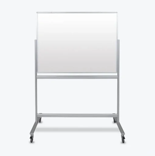Luxor Dry Erase<Double Sided Mobile Magnetic Glass Marker Board, Aluminum, 48x36 (MMGB4836)