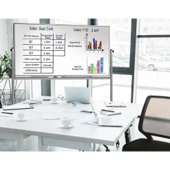 Luxor Dry Erase<Dry-Erase Mobile Combination Ghost Grid/Whiteboard, Aluminum Frame, 40" x 72" (MB7240LB)