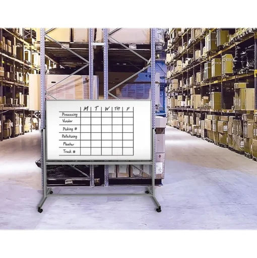 Luxor Dry Erase<Dry-Erase Mobile Combination Ghost Grid/Whiteboard, Aluminum Frame, 40" x 72" (MB7240LB)