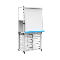 Luxor Dry Erase<Dry-Erase Mobile Modular Teacher Whiteboard with Storage, Steel Frame, 36" x 32" (MBSRWSTN)
