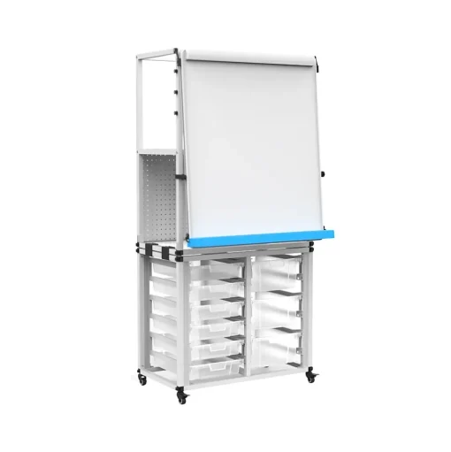 Luxor Dry Erase<Dry-Erase Mobile Modular Teacher Whiteboard with Storage, Steel Frame, 36" x 32" (MBSRWSTN)