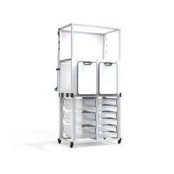 Luxor Dry Erase<Dry-Erase Mobile Modular Teacher Whiteboard with Storage, Steel Frame, 36" x 32" (MBSRWSTN)