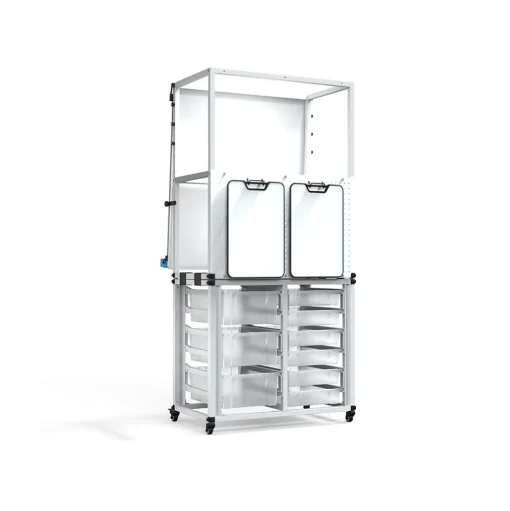 Luxor Dry Erase<Dry-Erase Mobile Modular Teacher Whiteboard with Storage, Steel Frame, 36" x 32" (MBSRWSTN)