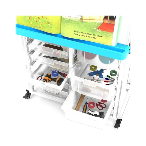 Luxor Dry Erase<Dry-Erase Mobile Modular Teacher Whiteboard with Storage, Steel Frame, 36" x 32" (MBSRWSTN)