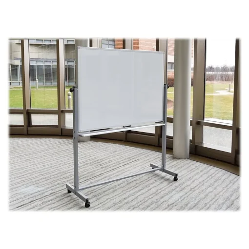 Luxor Dry Erase<Steel Mobile Dry-Erase Whiteboard, Aluminum Frame, 4' x 3' (MB4836WW)
