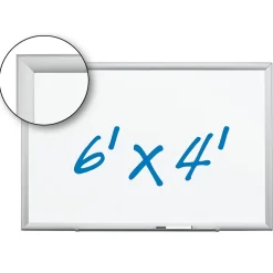3M Dry Erase<Porcelain Dry Erase Board, Aluminum Frame, 72" x 48" (DEP7248A)