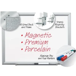 3M Dry Erase<Porcelain Dry-Erase Whiteboard, Aluminum Frame, 8' x 4' (DEP9648A)