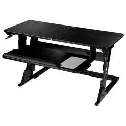 3M Standing Desks<Precision Standing Desk 35"W Manual Adjustable Desk Riser with Gel Wrist Rest and Precise Mouse Pad, Black (SD60B)