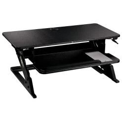 3M Standing Desks<Precision Standing Desk 35"W Manual Adjustable Desk Riser with Gel Wrist Rest and Precise Mouse Pad, Black (SD60B)