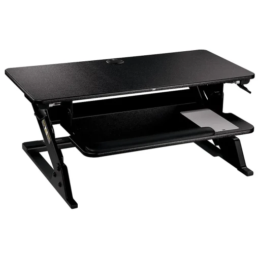 3M Standing Desks<Precision Standing Desk 35"W Manual Adjustable Desk Riser with Gel Wrist Rest and Precise Mouse Pad, Black (SD60B)