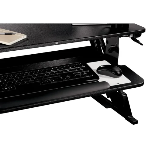 3M Standing Desks<Precision Standing Desk 35"W Manual Adjustable Desk Riser with Gel Wrist Rest and Precise Mouse Pad, Black (SD60B)