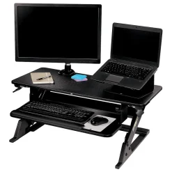 3M Standing Desks<Precision Standing Desk 35"W Manual Adjustable Desk Riser with Gel Wrist Rest and Precise Mouse Pad, Black (SD60B)