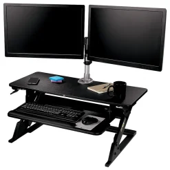 3M Standing Desks<Precision Standing Desk 35"W Manual Adjustable Desk Riser with Gel Wrist Rest and Precise Mouse Pad, Black (SD60B)