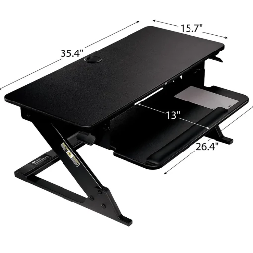 3M Standing Desks<Precision Standing Desk 35"W Manual Adjustable Desk Riser with Gel Wrist Rest and Precise Mouse Pad, Black (SD60B)