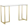 Martha Stewart Computer Desks<Eli 47"W Glass/Steel Home Office Desk, Clear/Polished Brass (XUDK1GLD)