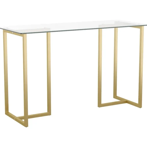 Martha Stewart Computer Desks<Eli 47"W Glass/Steel Home Office Desk, Clear/Polished Brass (XUDK1GLD)
