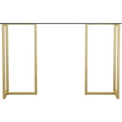Martha Stewart Computer Desks<Eli 47"W Glass/Steel Home Office Desk, Clear/Polished Brass (XUDK1GLD)