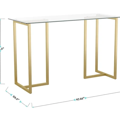 Martha Stewart Computer Desks<Eli 47"W Glass/Steel Home Office Desk, Clear/Polished Brass (XUDK1GLD)