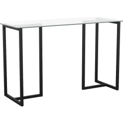 Martha Stewart Computer Desks<Eli 47"W Glass/Steel Home Office Desk, Clear/Oil-Rubbed Bronze (XUDK1BK)