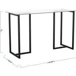 Martha Stewart Computer Desks<Eli 47"W Glass/Steel Home Office Desk, Clear/Oil-Rubbed Bronze (XUDK1BK)