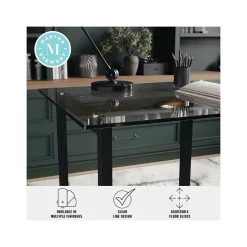 Martha Stewart Computer Desks<Eli 47"W Glass/Steel Home Office Desk, Clear/Oil-Rubbed Bronze (XUDK1BK)