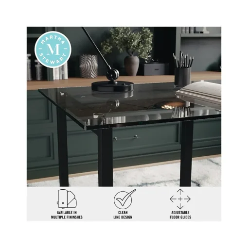 Martha Stewart Computer Desks<Eli 47"W Glass/Steel Home Office Desk, Clear/Oil-Rubbed Bronze (XUDK1BK)