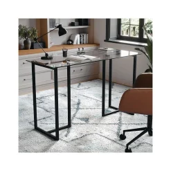 Martha Stewart Computer Desks<Eli 47"W Glass/Steel Home Office Desk, Clear/Oil-Rubbed Bronze (XUDK1BK)