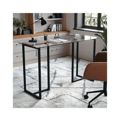 Martha Stewart Computer Desks<Eli 47"W Glass/Steel Home Office Desk, Clear/Oil-Rubbed Bronze (XUDK1BK)